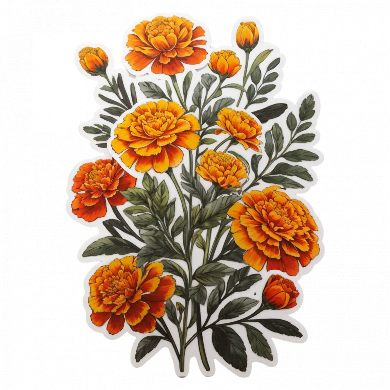 Set 3 bucati, Sticker decorativ, Flori de craite cu boboci, Rezistent la apa, NO876, 6 cm, Multicolor