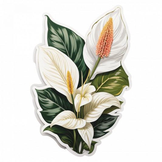 Set 3 bucati, Sticker decorativ, Flori de Crinul pacii, Rezistent la apa, NO1019, 6 cm, Multicolor