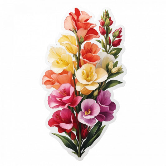 Set 3 bucati, Sticker decorativ, Flori de Gura leului, Rezistent la apa, NO1239, 6 cm, Multicolor
