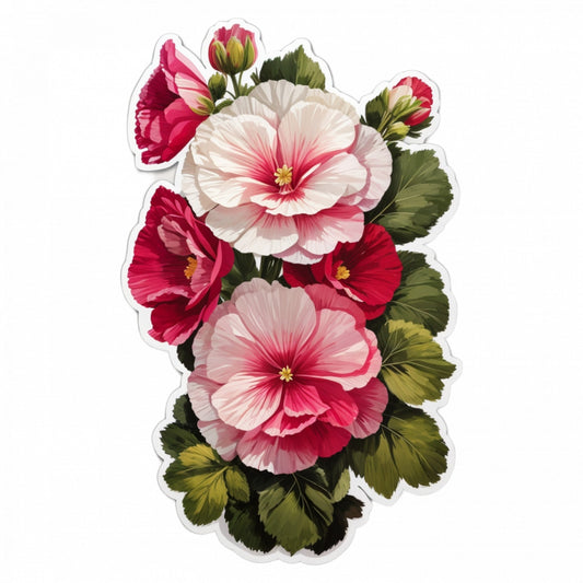 Set 3 bucati, Sticker decorativ, Flori de nalba de gradina cu boboci, Rezistent la apa, NO708, 6 cm, Multicolor