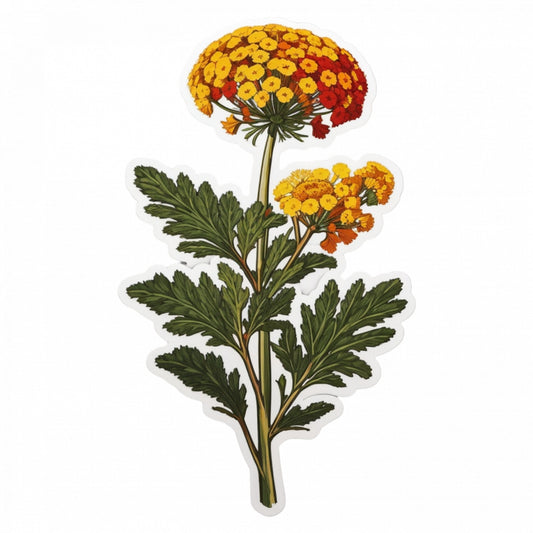 Set 3 bucati, Sticker decorativ, Flori de Tansy, Rezistent la apa, NO1278, 6 cm, Multicolor