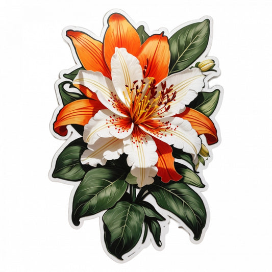Set 3 bucati, Sticker decorativ, Flori de Tiger lily, Rezistent la apa, NO1299, 6 cm, Multicolor