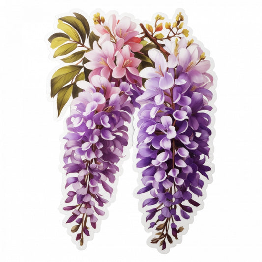 Set 3 bucati, Sticker decorativ, Flori de wisteria, Rezistent la apa, NO1383, 6 cm, Multicolor
