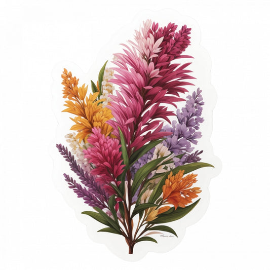 Set 3 bucati, Sticker decorativ, Flori heather, Rezistent la apa, NO681, 6 cm, Multicolor