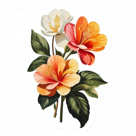 Set 3 bucati, Sticker decorativ, Flori Papucul lui Darwin, Rezistent la apa, NO464, 6 cm, Multicolor