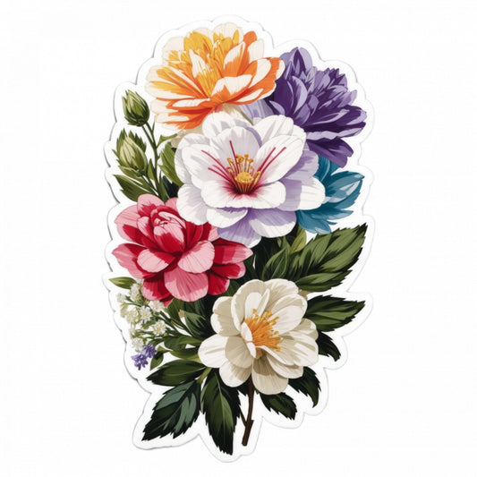 Set 3 bucati, Sticker decorativ, Flori Veronica cu boboci, Rezistent la apa, NO1344, 6 cm, Multicolor