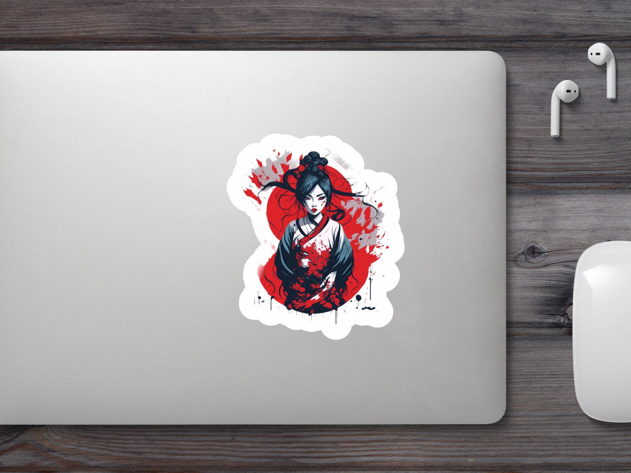 Set 3 bucati, Sticker decorativ, Geisha, Rezistent la apa, NO1536, 6 cm, Multicolor