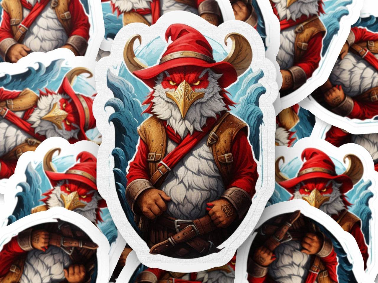 Set 3 bucati, Sticker decorativ, Goblin Redcap, Rezistent la apa, NO1126, 6 cm, Multicolor