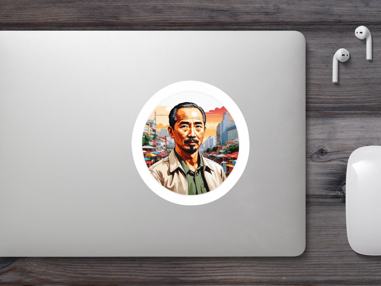 Set 3 bucati, Sticker decorativ, Ho Chi Minh, Rezistent la apa, NO724, 6 cm, Multicolor