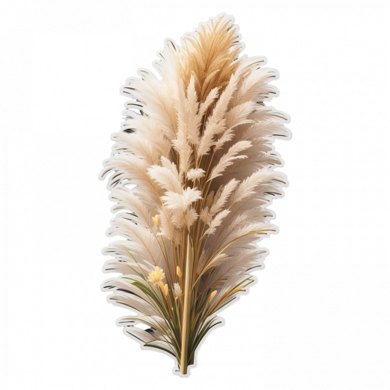 Set 3 bucati, Sticker decorativ, Iarba de pampas, Rezistent la apa, NO1006, 6 cm, Multicolor