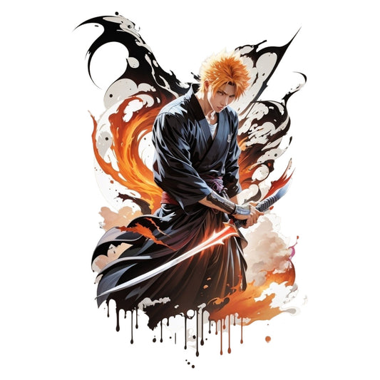 Set 3 bucati, Sticker decorativ, Ichigo Kurosaki luptator, Rezistent la apa, NO2094, 6 cm, Multicolor