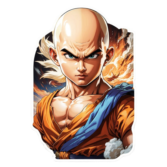 Set 3 bucati, Sticker decorativ, Krillin dragon ball, Rezistent la apa, NO2107, 6 cm, Multicolor