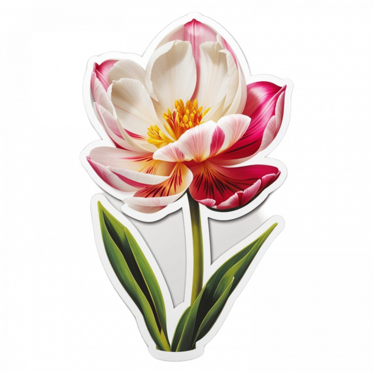 Set 3 bucati, Sticker decorativ, Lalea cu frunze, Rezistent la apa, NO1324, 6 cm, Multicolor