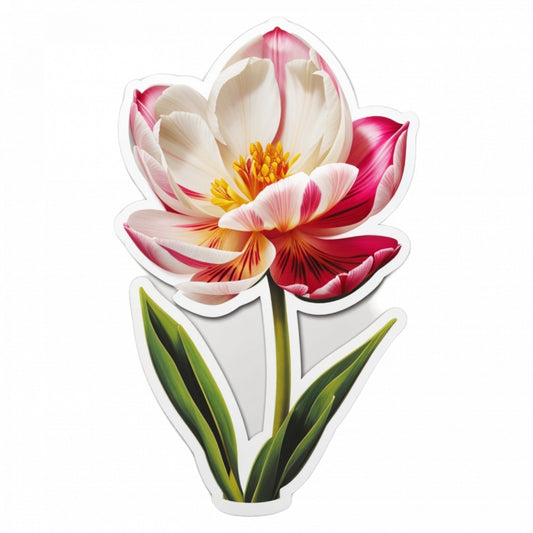 Set 3 bucati, Sticker decorativ, Lalea cu frunze, Rezistent la apa, NO1324, 6 cm, Multicolor