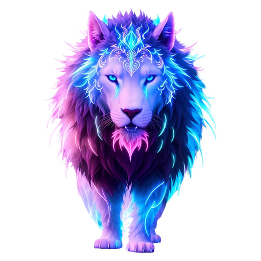 Set 3 bucati, Sticker decorativ, Leul cu coama neon, Rezistent la apa, NO1777, 6 cm, Multicolor