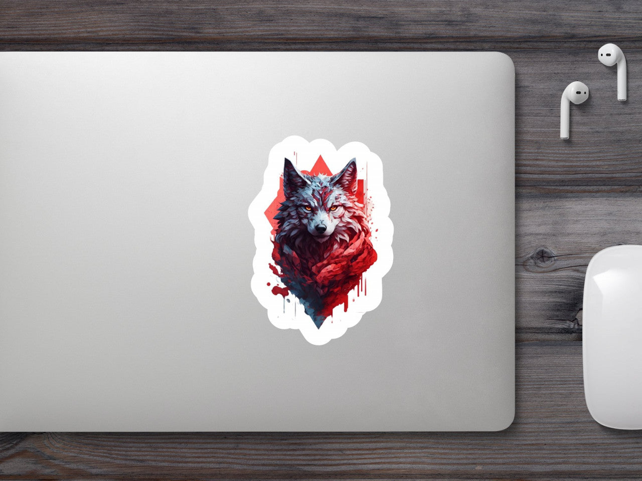 Set 3 bucati, Sticker decorativ, Lupul cenusiu, Rezistent la apa, NO1527, 6 cm, Multicolor