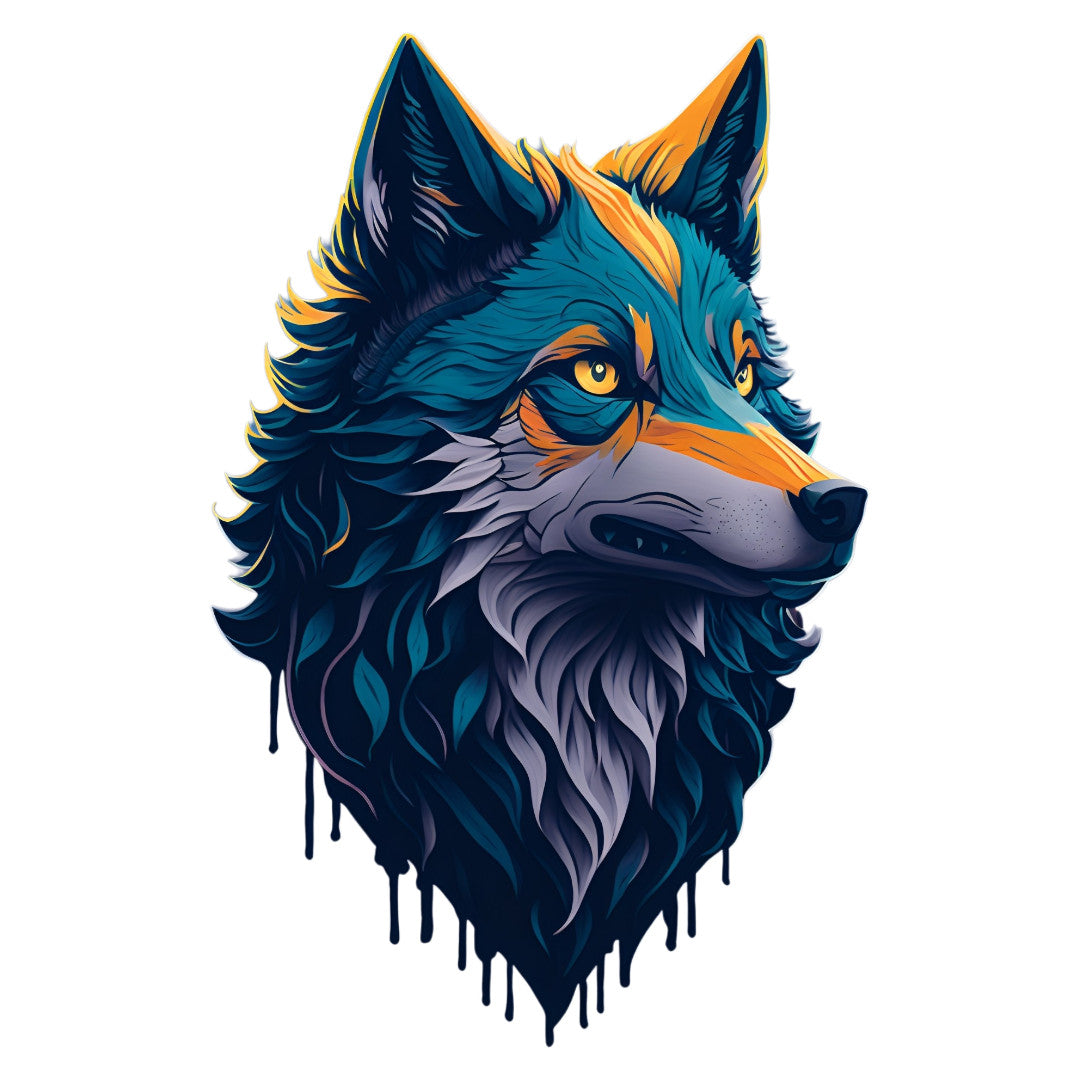 Set 3 bucati, Sticker decorativ, Lupul pictura, Rezistent la apa, NO1522, 6 cm, Multicolor