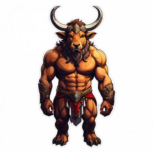 Set 3 bucati, Sticker decorativ, Minotaur cu coarne, Rezistent la apa, NO910, 6 cm, Multicolor