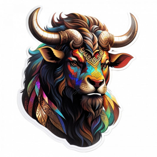 Set 3 bucati, Sticker decorativ, Minotaur cu fata pictata, Rezistent la apa, NO908, 6 cm, Multicolor