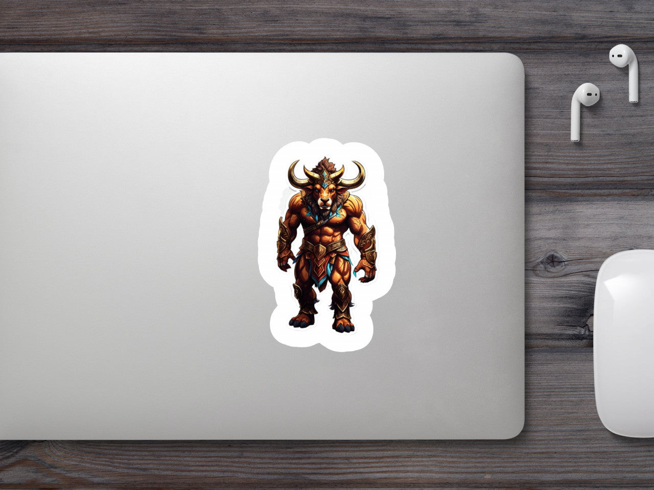 Set 3 bucati, Sticker decorativ, Minotaur cu guler si mansete, Rezistent la apa, NO909, 6 cm, Multicolor