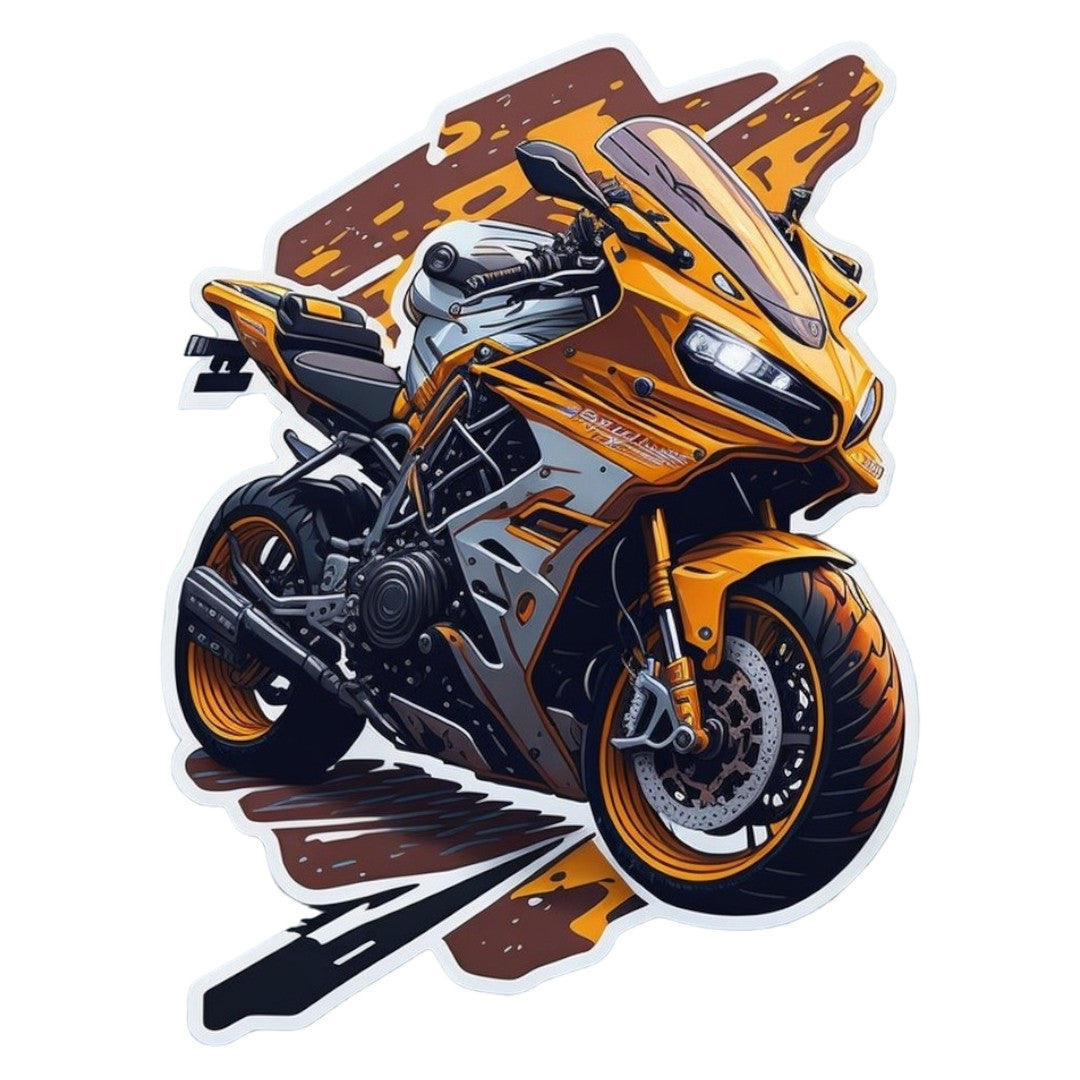 Set 3 bucati, Sticker decorativ, Motocicleta de viteza, Rezistent la apa, NO2296, 6 cm, Multicolor