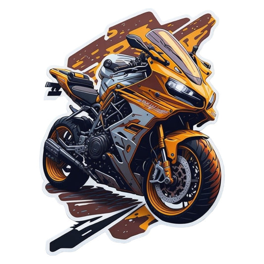 Set 3 bucati, Sticker decorativ, Motocicleta de viteza, Rezistent la apa, NO2296, 6 cm, Multicolor
