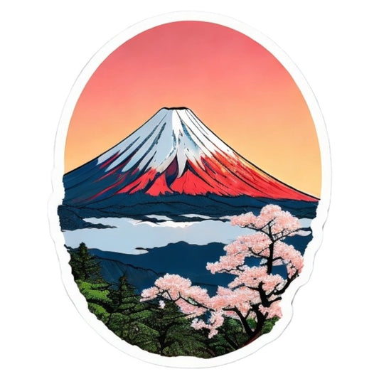 Set 3 bucati, Sticker decorativ, Muntele Fuji, Rezistent la apa, NO2225, 6 cm, Multicolor