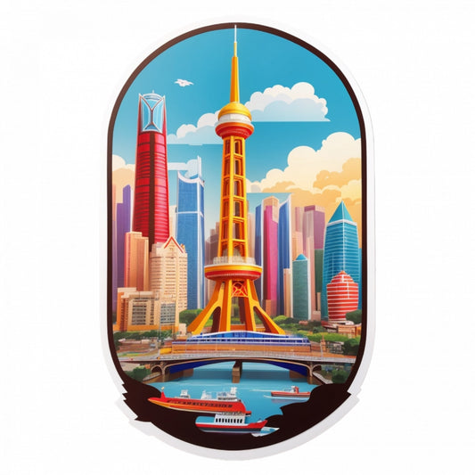Set 3 bucati, Sticker decorativ, Oras Guangzhou, Rezistent la apa, NO651, 6 cm, Multicolor