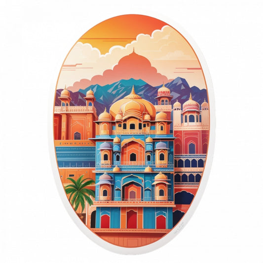 Set 3 bucati, Sticker decorativ, Oras Jaipur, Rezistent la apa, NO744, 6 cm, Multicolor