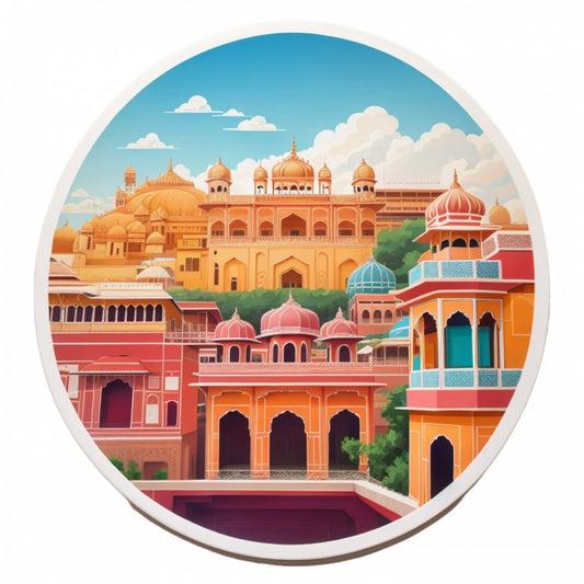 Set 3 bucati, Sticker decorativ, , Oras Jaipur, Rezistent la apa, NO747, 6 cm, Multicolor