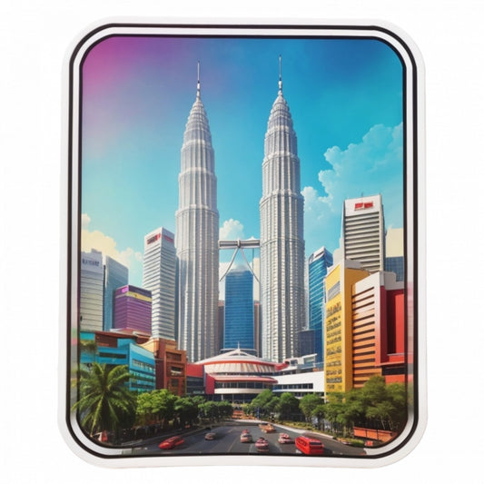 Set 3 bucati, Sticker decorativ, Oras Kuala Lumpur, Rezistent la apa, NO771, 6 cm, Multicolor
