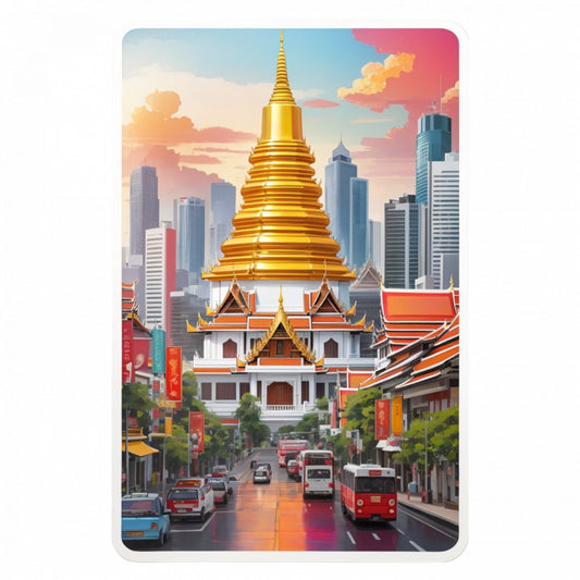Set 3 bucati, Sticker decorativ, Orasul Bangkok, Rezistent la apa, NO86, 6 cm, Multicolor
