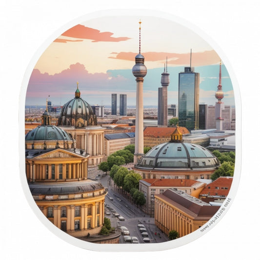 Set 3 bucati, Sticker decorativ, Orasul Berlin, Rezistent la apa, NO41, 6 cm, Multicolor