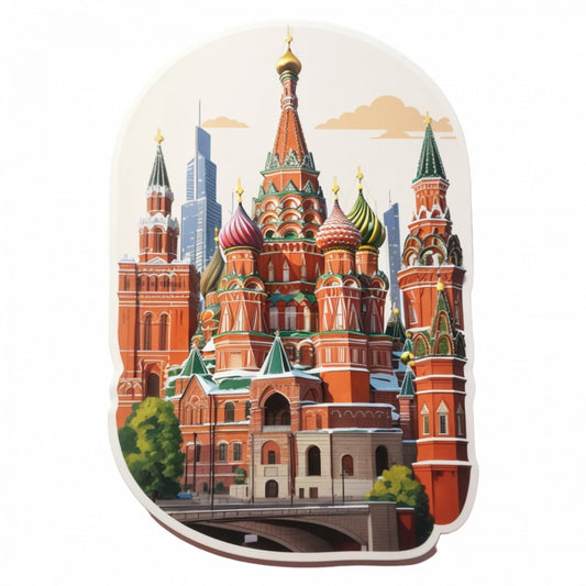 Set 3 bucati, Sticker decorativ, Orasul Moscova Piata rosie, Rezistent la apa, NO929, 6 cm, Multicolor
