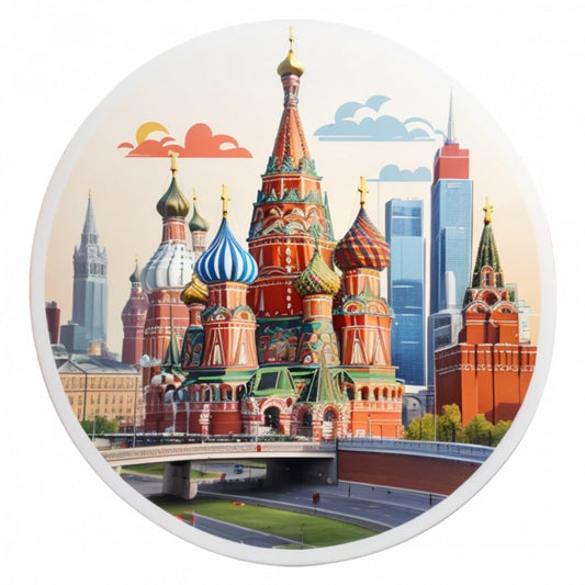 Set 3 bucati, Sticker decorativ, Orasul Moscova, Rezistent la apa, NO928, 6 cm, Multicolor