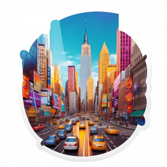 Set 3 bucati, Sticker decorativ, Orasul New York trafic, Rezistent la apa, NO962, 6 cm, Multicolor