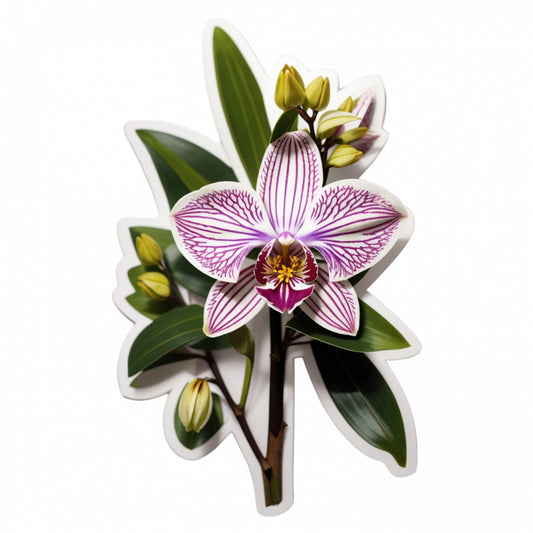 Set 3 bucati, Sticker decorativ, Orhidee zygopetalum, Rezistent la apa, NO1416, 6 cm, Multicolor