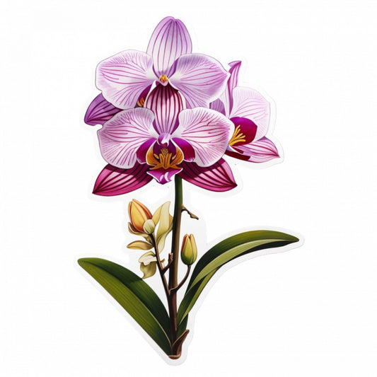 Set 3 bucati, Sticker decorativ, Orhidee zygopetalum, Rezistent la apa, NO1418, 6 cm, Multicolor