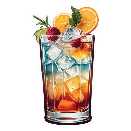 Set 3 bucati, Sticker decorativ, Pahar cu cocktail, Rezistent la apa, NO2314, 6 cm, Multicolor