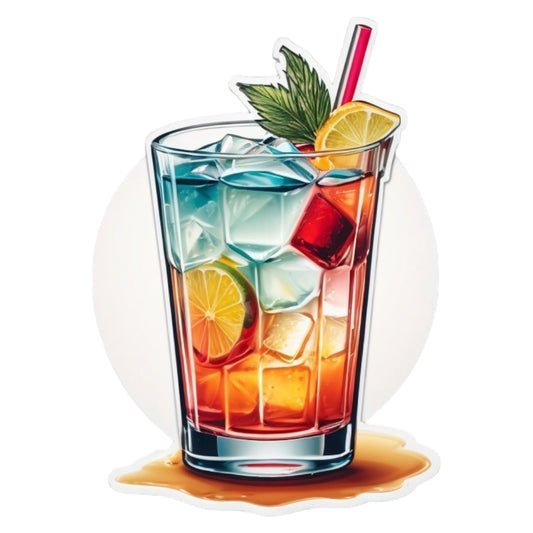 Set 3 bucati, Sticker decorativ, Pahar de cocktail cu pai, Rezistent la apa, NO2316, 6 cm, Multicolor