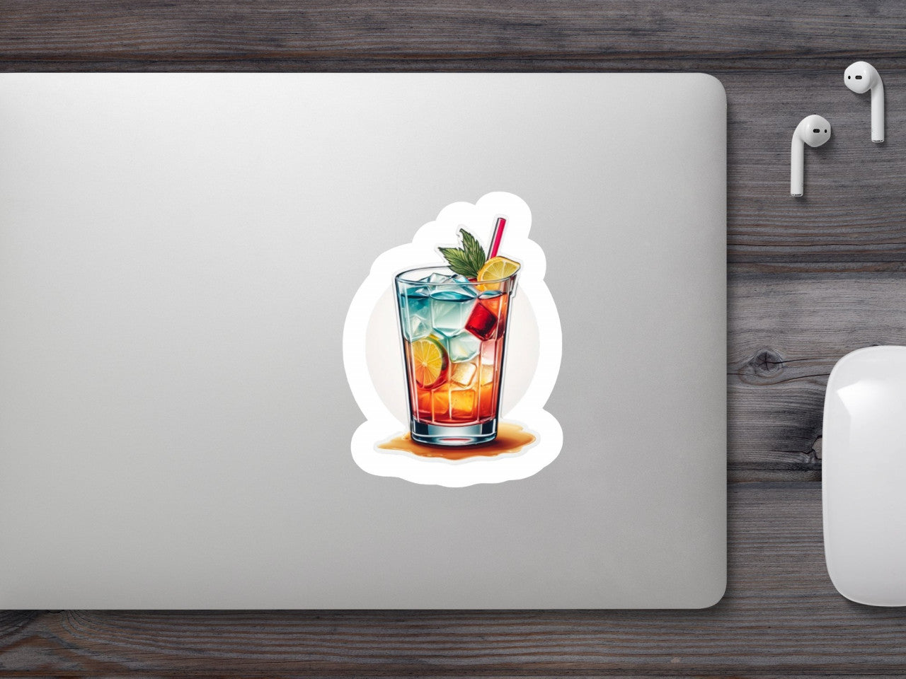 Set 3 bucati, Sticker decorativ, Pahar de cocktail cu pai, Rezistent la apa, NO2316, 6 cm, Multicolor