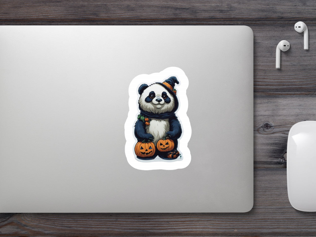 Set 3 bucati, Sticker decorativ, Panda costumat de halloween, Rezistent la apa, NO2276, 6 cm, Multicolor