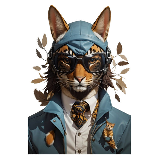 Set 3 bucati, Sticker decorativ, Pantera in costum cu ochelari de soare, Rezistent la apa, NO2137, 6 cm, Multicolor