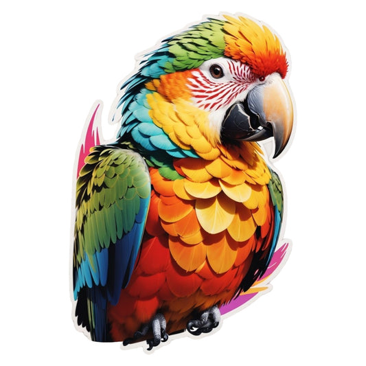 Set 3 bucati, Sticker decorativ, Papagal portret, Rezistent la apa, NO2134, 6 cm, Multicolor