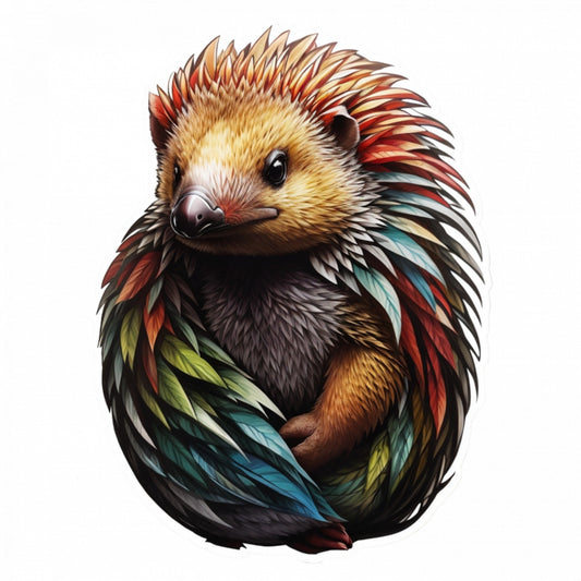Set 3 bucati, Sticker decorativ, Personaj mitologic Echidna, Rezistent la apa, NO503, 6 cm, Multicolor