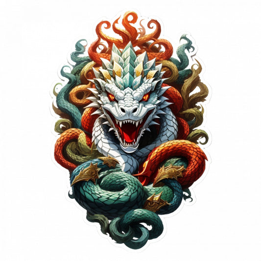 Set 3 bucati, Sticker decorativ, Personaj mitologic Hydra, Rezistent la apa, NO730, 6 cm, Multicolor