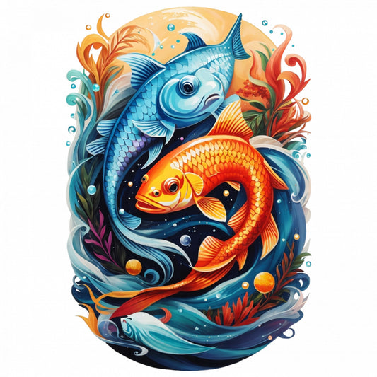 Set 3 bucati, Sticker decorativ, Pesti simbol zodia pesti, Rezistent la apa, NO1068, 6 cm, Multicolor