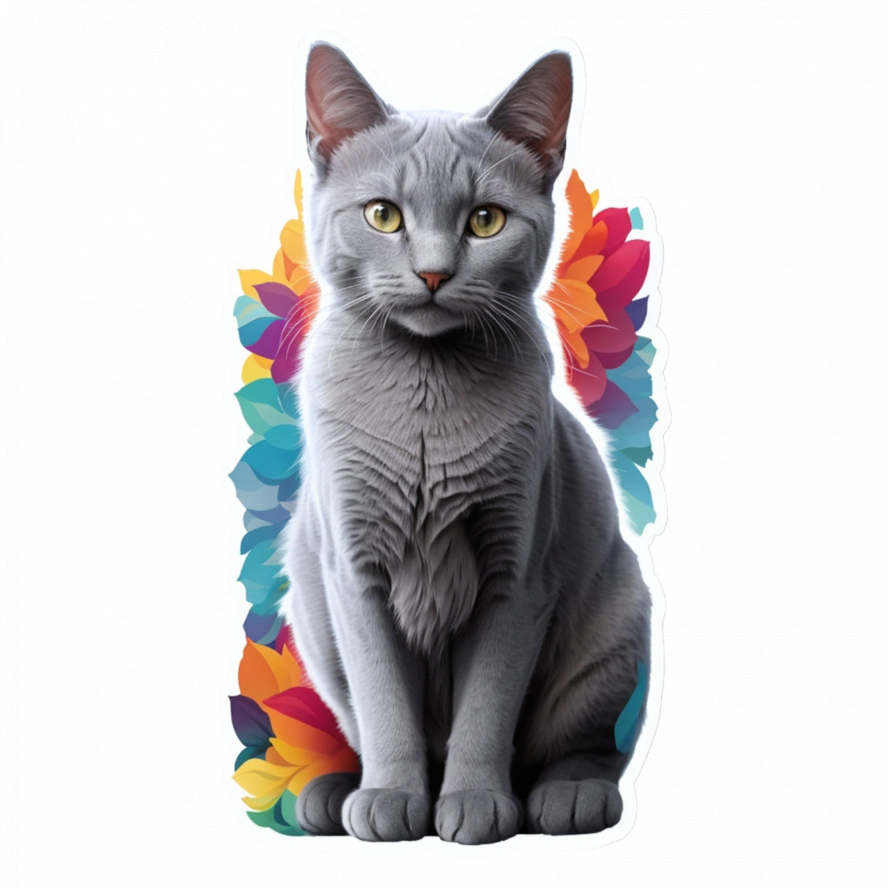 Set 3 bucati, Sticker decorativ, Pisica albastru de rusia, Rezistent la apa, NO1158, 6 cm, Multicolor