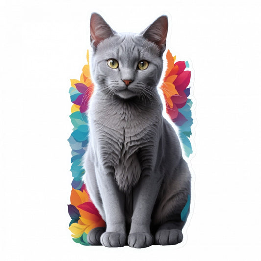 Set 3 bucati, Sticker decorativ, Pisica albastru de rusia, Rezistent la apa, NO1158, 6 cm, Multicolor