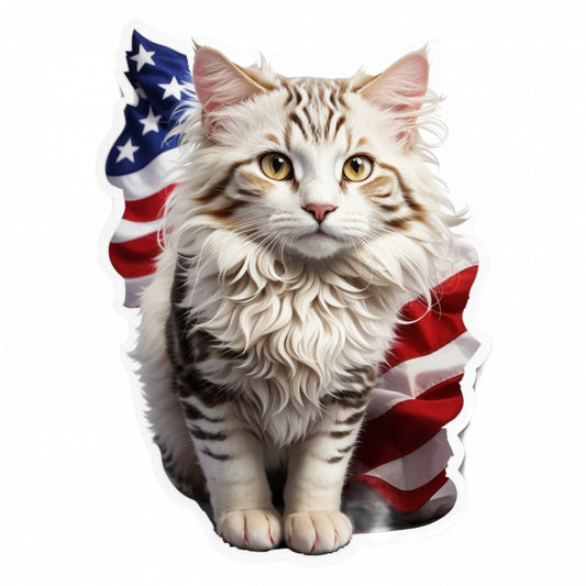 Set 3 bucati, Sticker decorativ, Pisica American Curl, Rezistent la apa, NO203, 6 cm, Multicolor
